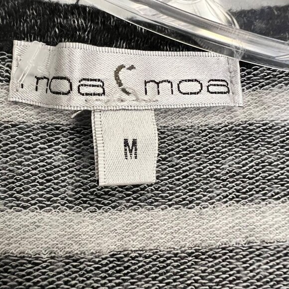 Moa Moa Women's Striped Long Sleeve Lightweight Cardigan Black/Gray Medium - Picture 8 of 8